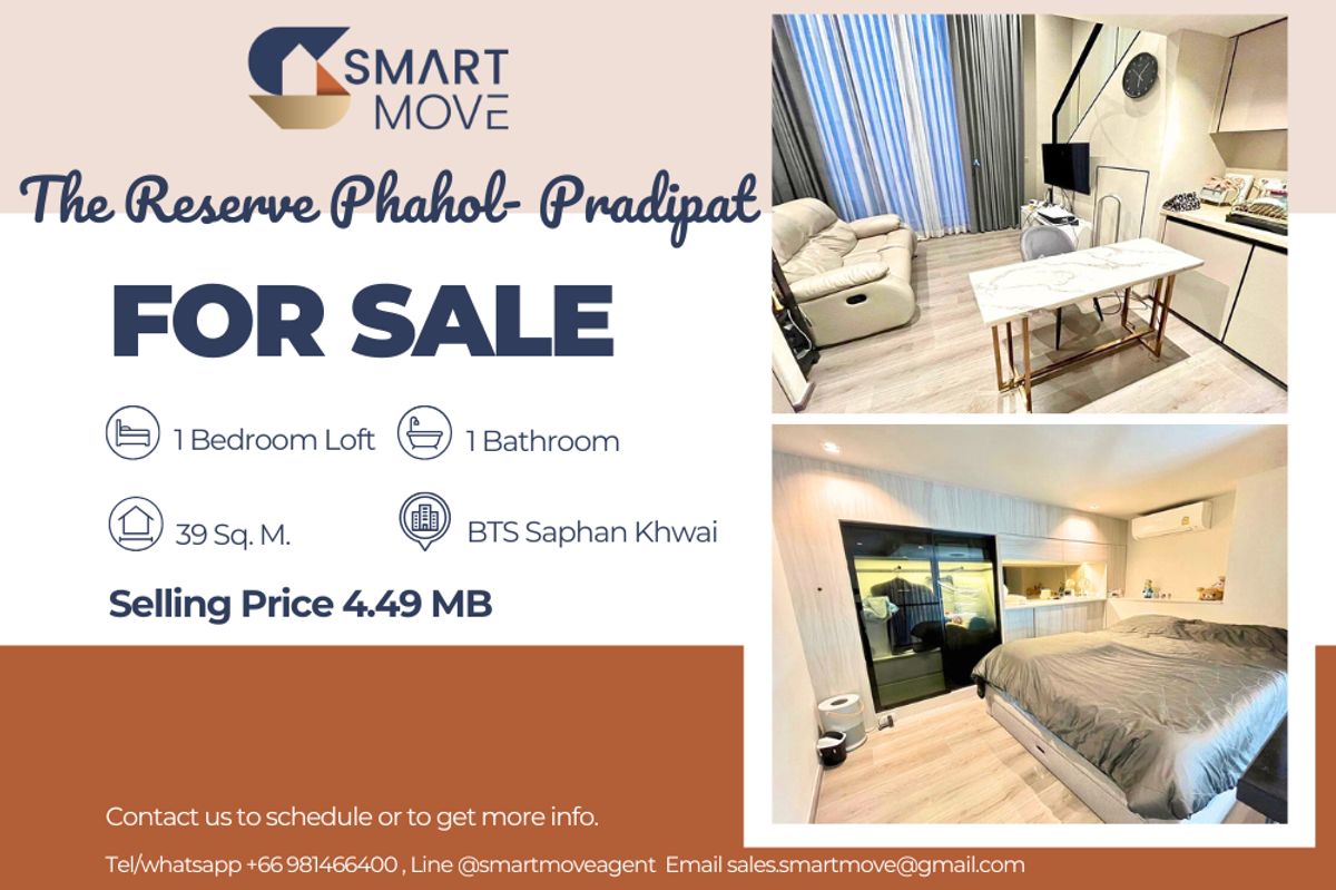 ขายคอนโดสะพานควาย จตุจักร : 🔥 ขายพร้อมผู้เช่า !! 🔥 Code C20250300069.......The Reserve Phahol- Pradipat, 1 ห้องนอน, 1 ห้องน้ำ, ชั้นสูง 19++, แต่งครบ, ราคาพิเศษ !! 📣📣