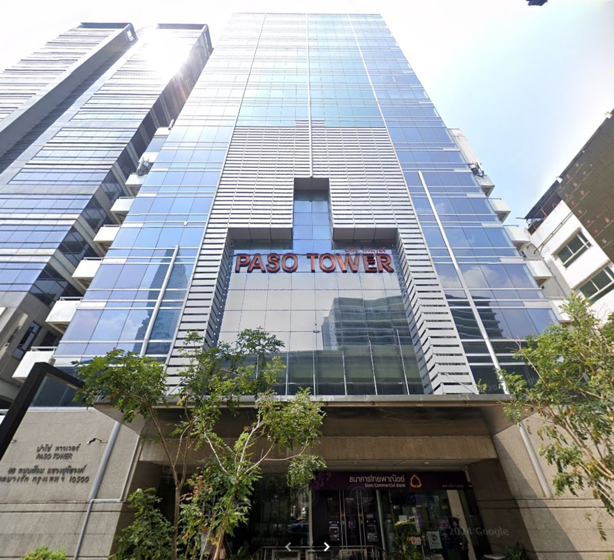 For RentOfficeSilom, Saladaeng, Bangrak : Office for rent Paso Tower Building, Silom Road, near Chong Nonsi BTS, 19th floor, area 120 sq.m.