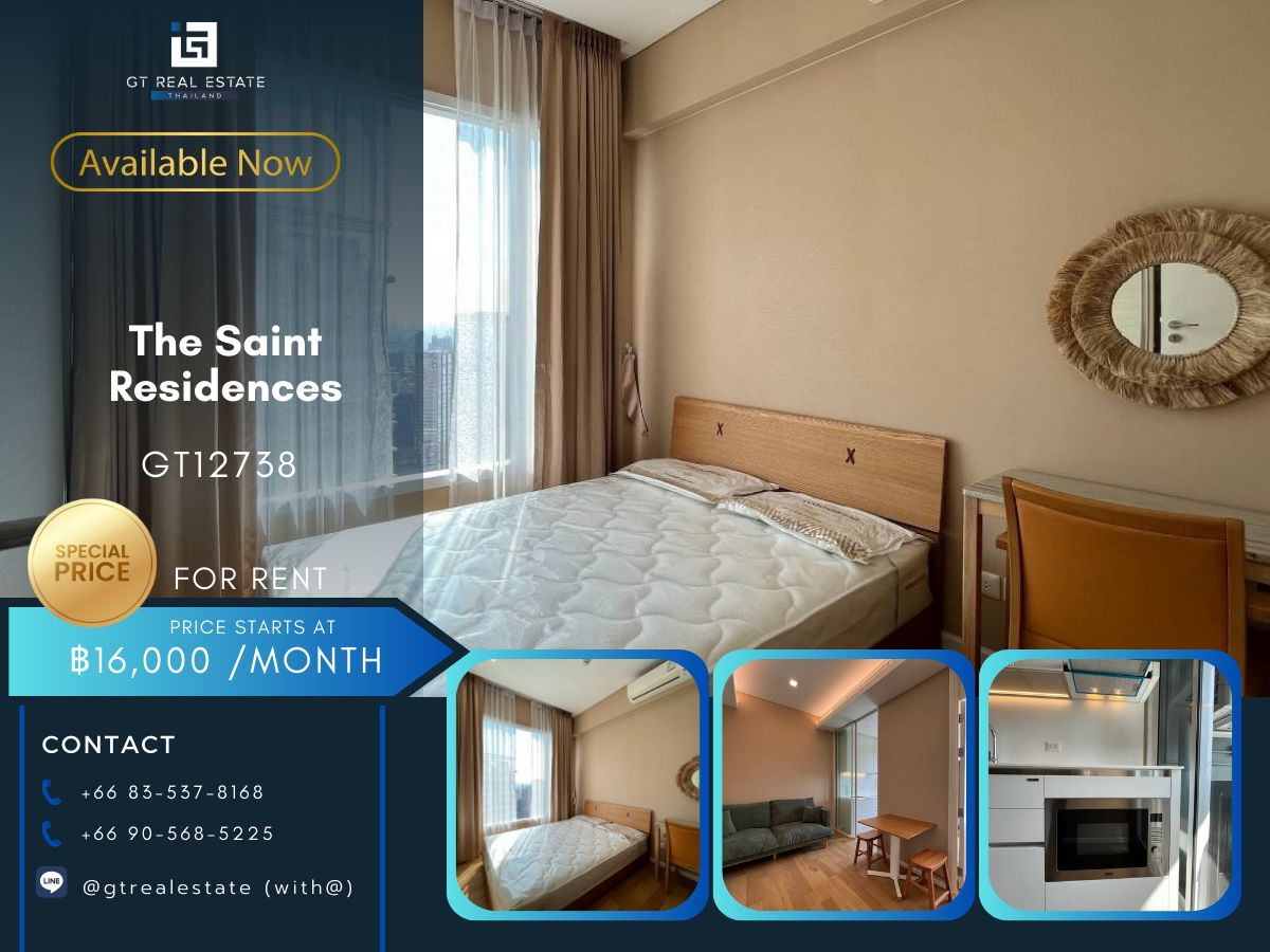 For RentCondoLadprao, Central Ladprao : The Saint Residences Condo, beautiful room, complete furniture Ready to rent