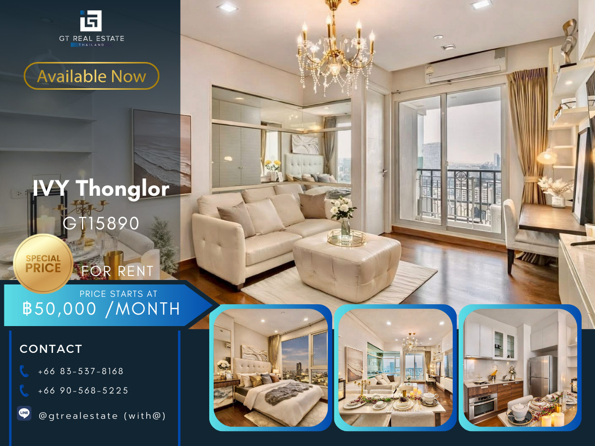 For RentCondoSukhumvit, Asoke, Thonglor : ✨ GT15890 | Condo IVY Thonglor, convenient travel, near BTS, beautifully decorated room, fully furnished. Ready to rent