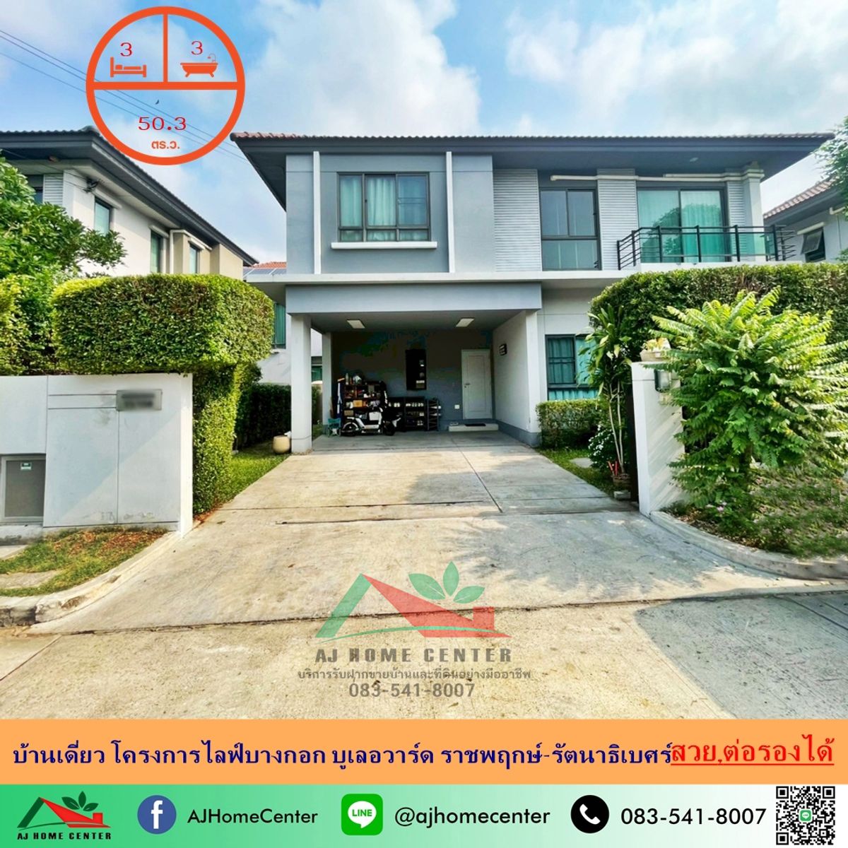 For SaleHouseRama5, Ratchapruek, Bangkruai : Single house for sale 50.3 sq.m. Life Bangkok Boulevard Ratchaphruek-Rattanathibet, beautiful, ready to live for free