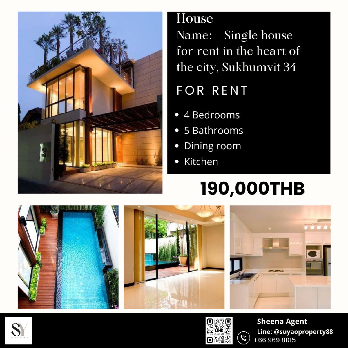 ให้เช่าบ้านสุขุมวิท อโศก ทองหล่อ : Single house for rent in the heart of the city, Sukhumvit 34
