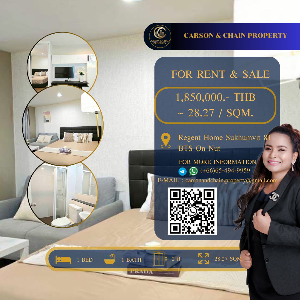 ขายคอนโดอ่อนนุช อุดมสุข : Regent Home Sukhumvit 81