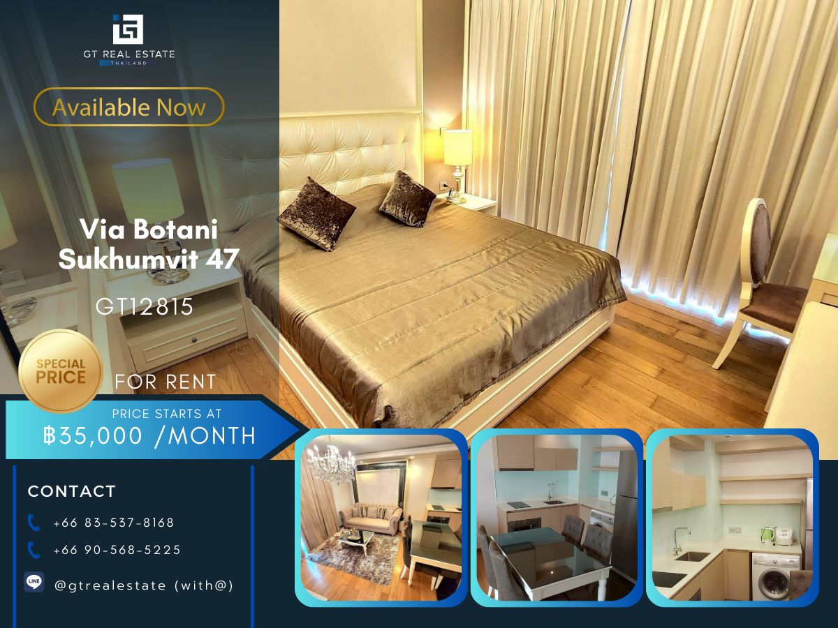 For RentCondoSukhumvit, Asoke, Thonglor : Via Botani Sukhumvit 47 condo, beautiful room, complete furniture Ready to rent