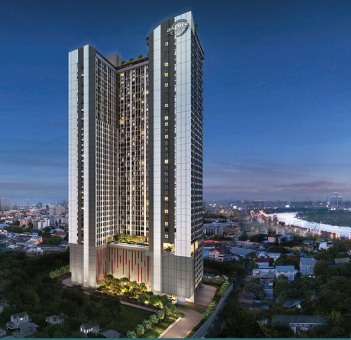 ขายดาวน์คอนโดคลองเตย กล้วยน้ำไท : Aspire Sukhumvit Rama 4 | 1BR Plus Corner Unit | River View | Foreign Quota | Owner Direct Sale !!!
