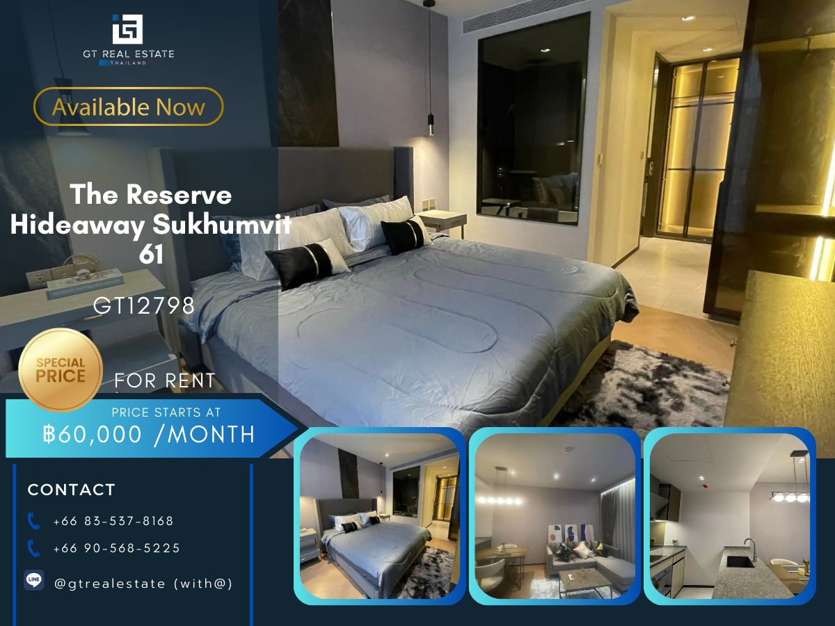 ให้เช่าคอนโดสุขุมวิท อโศก ทองหล่อ : คอนโด The Reserve Hideaway Sukhumvit 61 ห้องสวย เฟอร์นิเจอร์ครบ พร้อมเช่าอยู่
