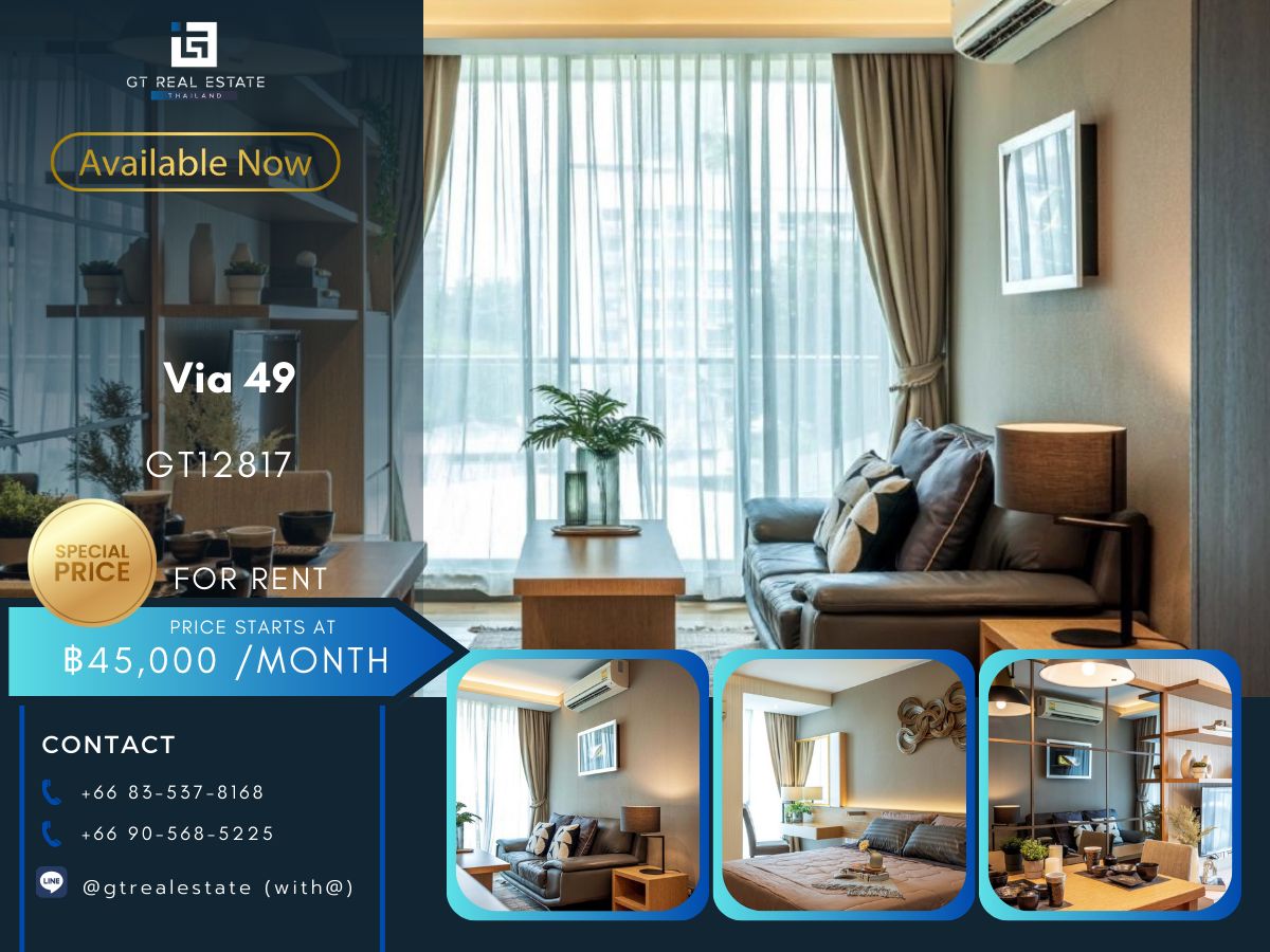 For RentCondoSukhumvit, Asoke, Thonglor : VIA 49 condo, beautiful furniture Ready to rent