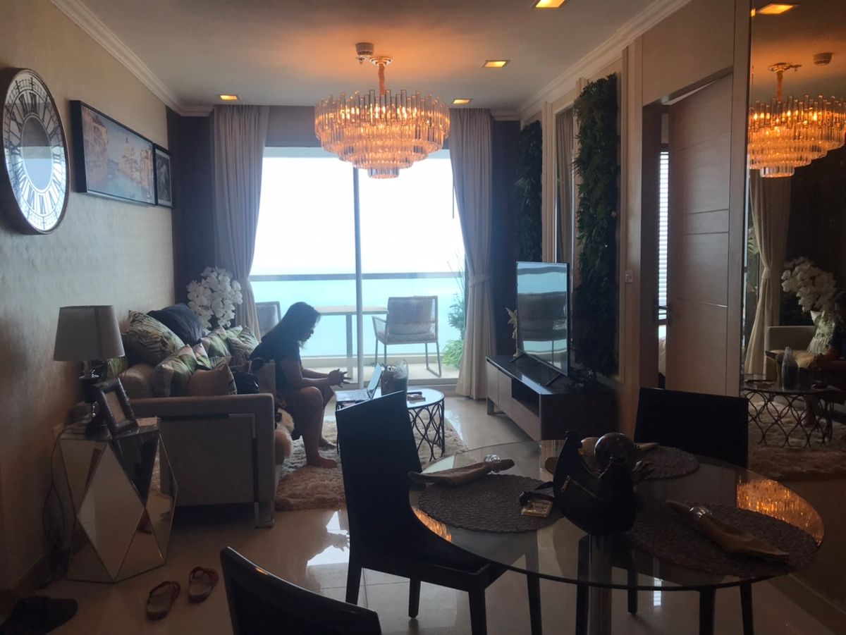 ให้เช่าคอนโดพัทยา บางแสน ชลบุรี สัตหีบ : for rent condo the palm wongamat beach front pattaya 2 Bed with sea view (S03-1847) 