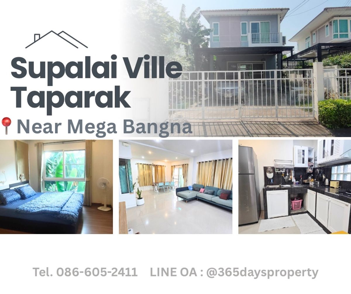 ให้เช่าบ้านสมุทรปราการ สำโรง : 💥ForRent💥3Bed • Supalai Ville Taparak🏡 Near Mega Bangna‼️ Ready to move in ‼️  Fully Furnished ✨