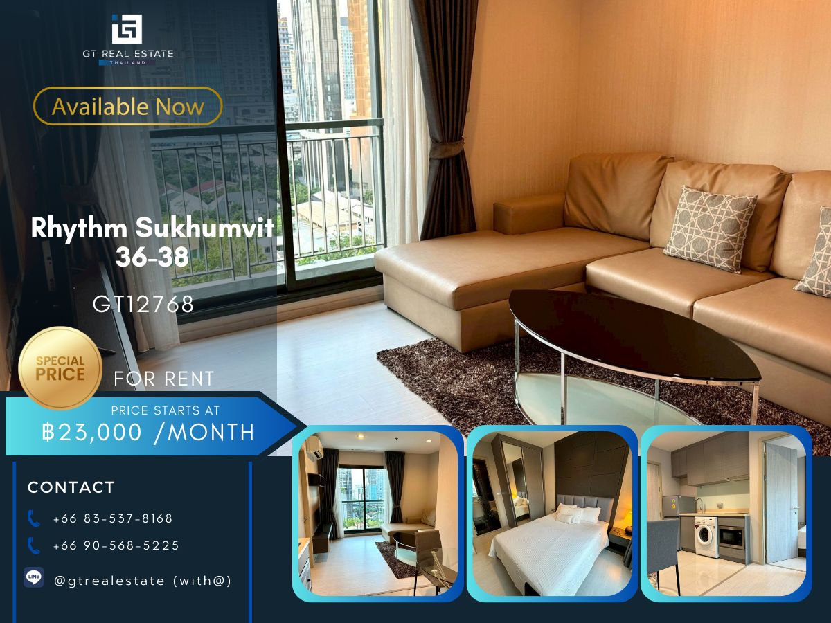 ให้เช่าคอนโดสุขุมวิท อโศก ทองหล่อ : คอนโด Rhythm Sukhumvit 36-38 ห้องสวย เฟอร์นิเจอร์ครบ พร้อมเช่าอยู่