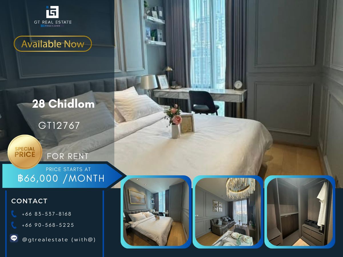 For RentCondoWitthayu, Chidlom, Langsuan, Ploenchit : Condo 28 CHIDLOM. Beautiful room, complete furniture. Ready to rent