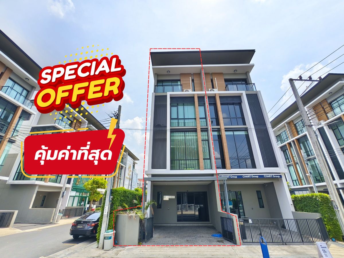 For RentHome OfficeKaset Nawamin,Ladplakao : For rent, 4-storey luxury home office on Nawamin Road, 5.5 meters wide, 2 large offices, 3 bedrooms, 4 bathrooms, Premium Place Mix Ekamai-Ramintra, Premium Place Mix Ekamai-Ramintra, 28 sq.w.