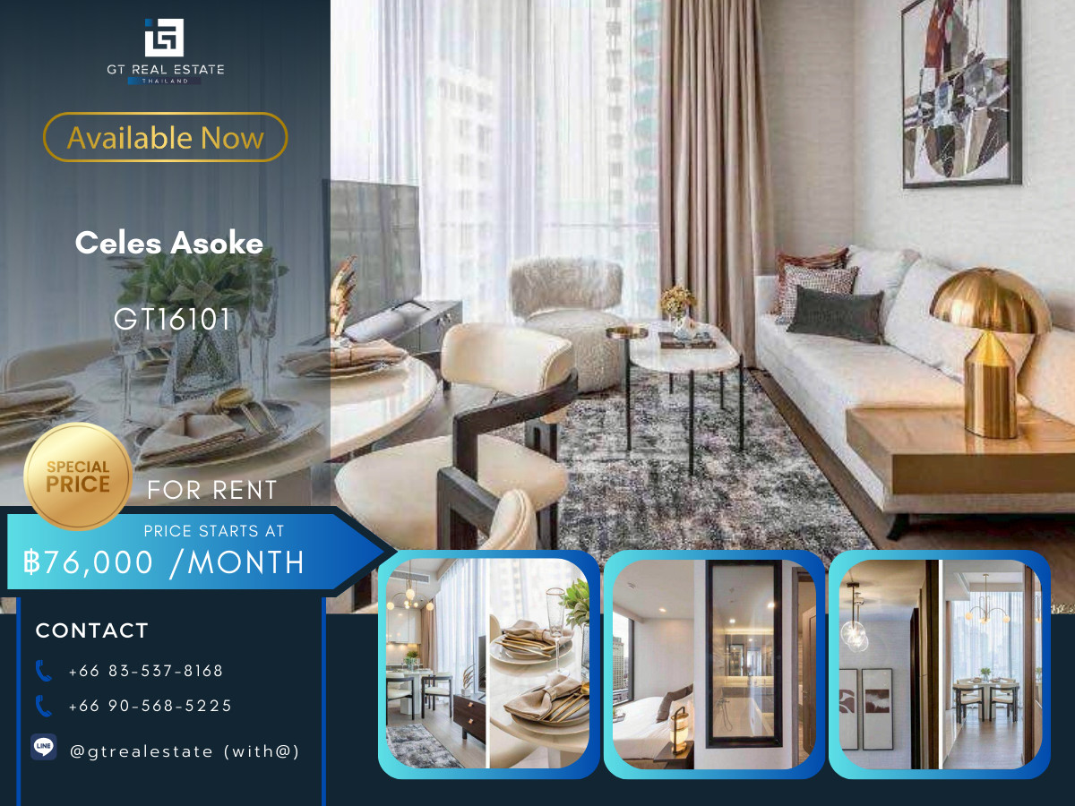 For RentCondoSukhumvit, Asoke, Thonglor : Celes Asoke Condo, beautiful room, complete furniture Ready to rent