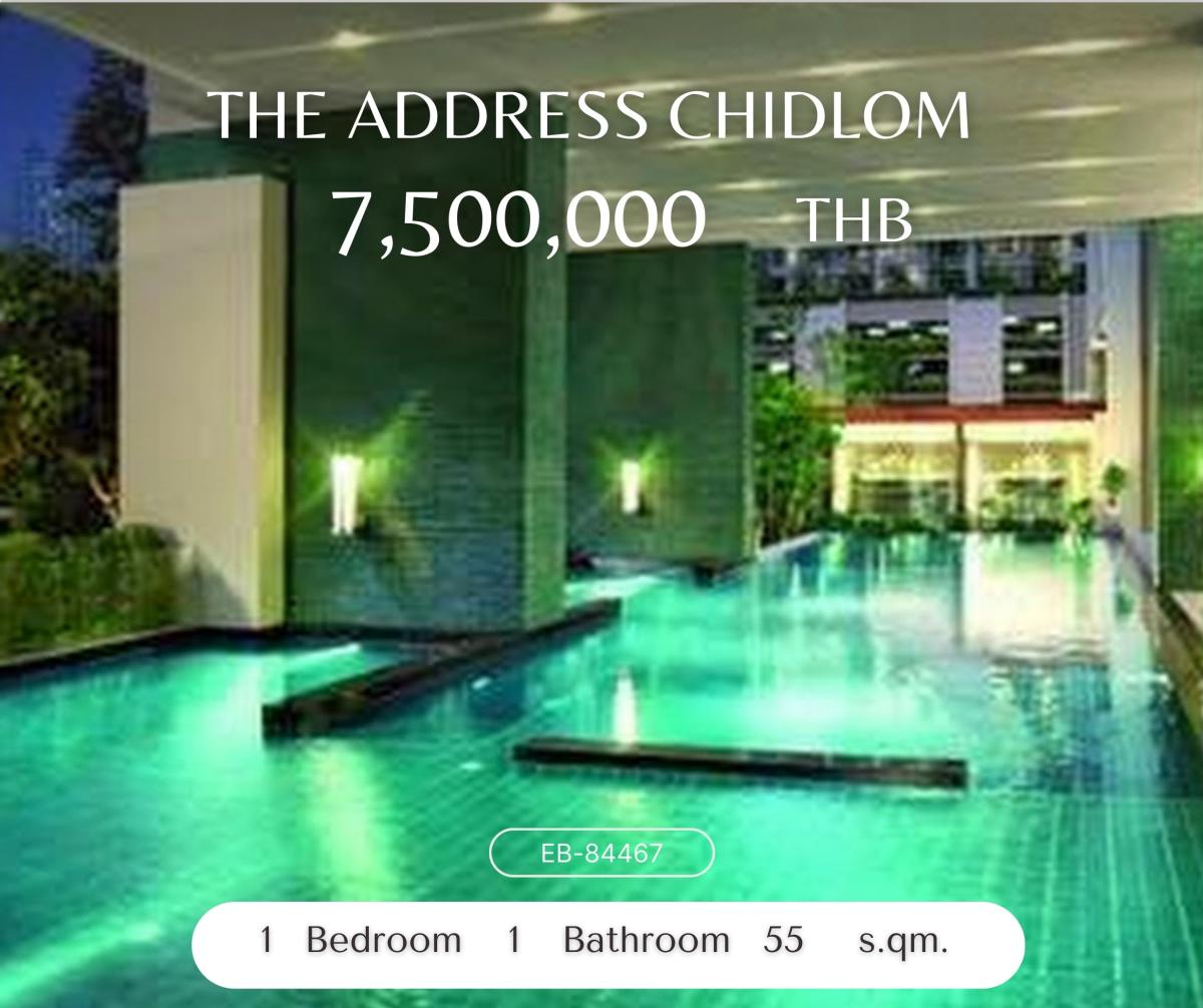 For SaleCondoWitthayu, Chidlom, Langsuan, Ploenchit : The Address Chidlom 1 ห้องนอน 1 ห้องน้ำ 7,500,000