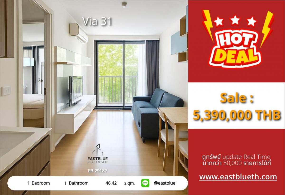 For SaleCondoSukhumvit, Asoke, Thonglor : The actual price includes all expenses. Ready to move in 1 bedroom condo in the heart of Phrom Phong, beautiful view, near BTS Phrom Phong, only 5.39 million baht.