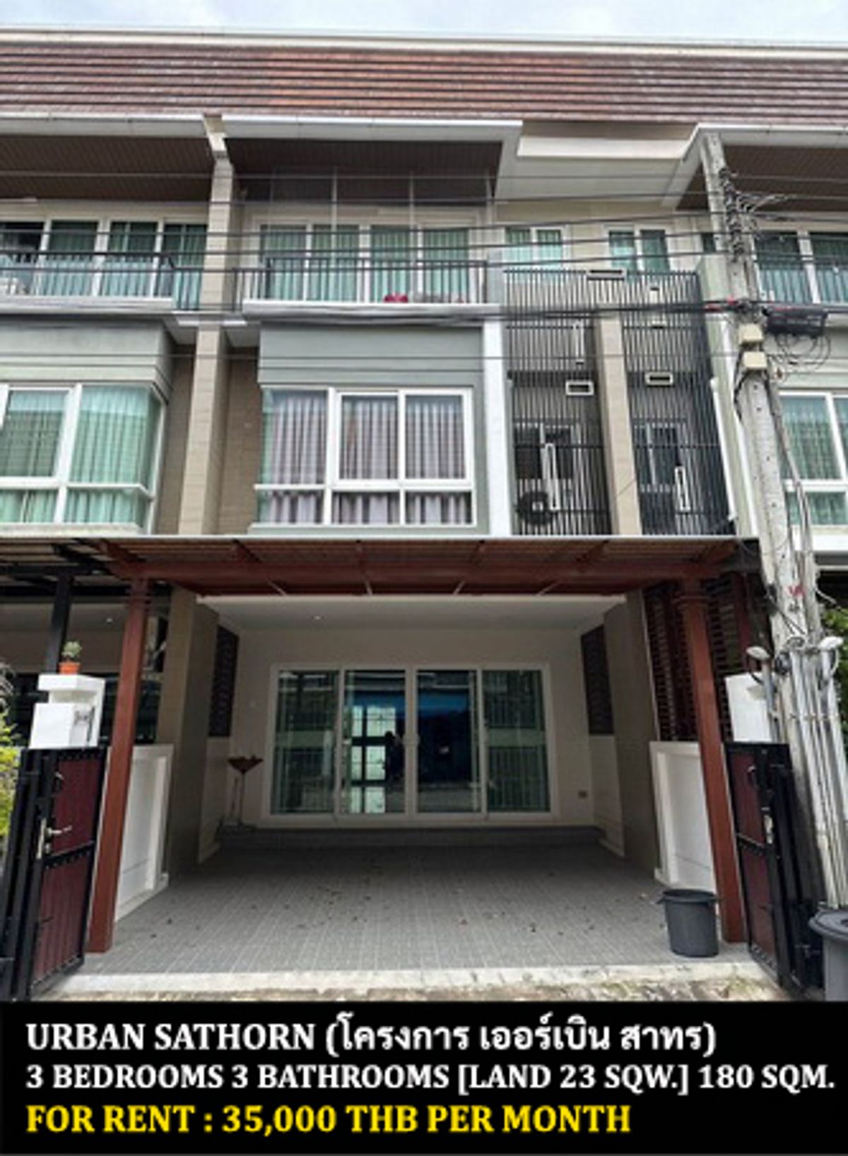For RentTownhomeThaphra, Talat Phlu, Wutthakat : FOR RENT URBAN SATHORN / 3 bedrooms 3 bathrooms / 23 Sqw. 180 Sqm. **35,000** CLOSE TO SKYTRAIN BTS BANGWA