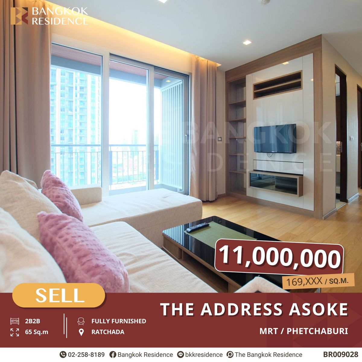 For SaleCondoRama9, Petchburi, RCA : The Address Asoke, Spacious Unit for Sale in a Prime Transit Location Near MRT Phetchaburi