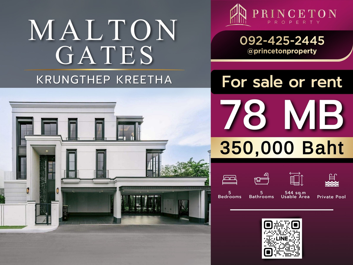HousePattanakan, Srinakarin : Sale or Rent Malton Gates Krungthep Kreetha 📞092-4252445