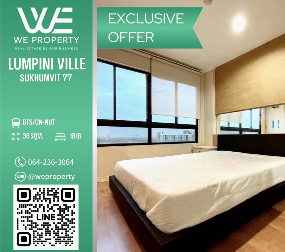 ขายคอนโดอ่อนนุช อุดมสุข : ห้องใหญ่วิวดีไม่มีตึกบัง ราคาดี⭐Lumpini Ville Sukhumvit 77 (ลุมพินี วิลล์ สุขุมวิท 77)