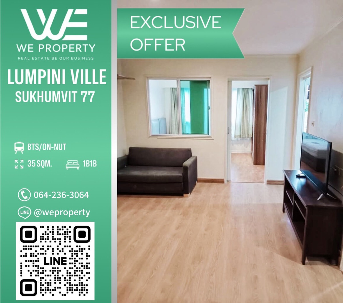 ขายคอนโดอ่อนนุช อุดมสุข : ห้องใหญ่ทำเลดี เฟอร์ฯครบราคาดีมาก!!⭐Lumpini Ville Sukhumvit 77 (ลุมพินี วิลล์ สุขุมวิท 77)