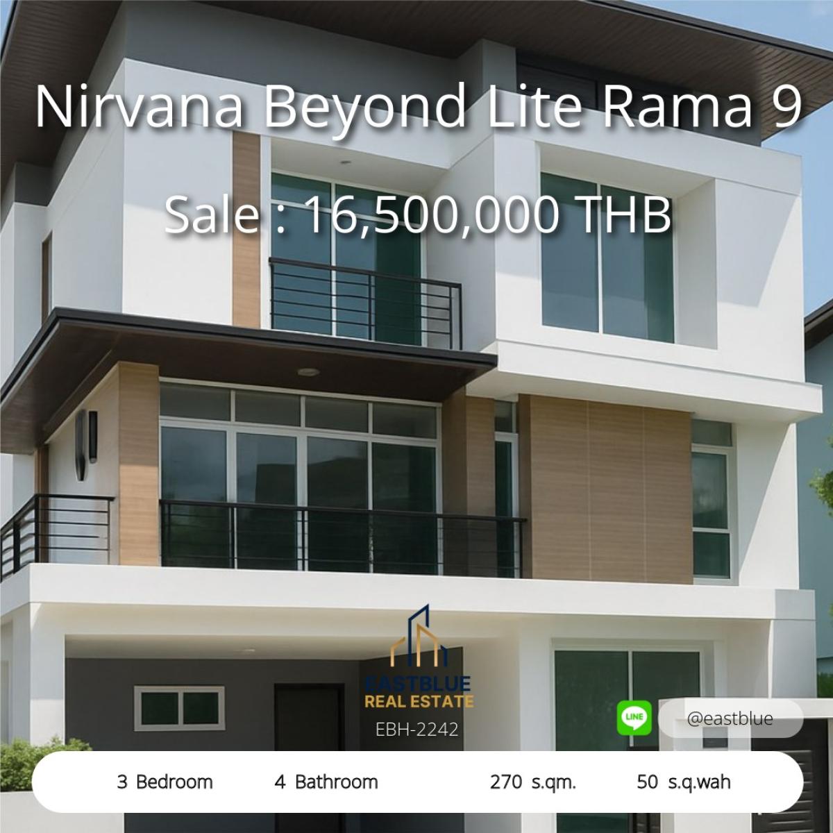 ขายบ้านพัฒนาการ ศรีนครินทร์ : 03/04/2026, บ้านหรู 3 ห้องนอน 4 ห้องน้ำ Nirvana Beyond Lite Rama 9 พร้อมพื้นที่กว้าง 270 ตรม. 
เช่าเพียง 70,000 บาท/เดือน ขาย 16.5 ล้าน ลงตัวทุกการใช้ชีวิตที่กรุงเทพฯ 0642748883