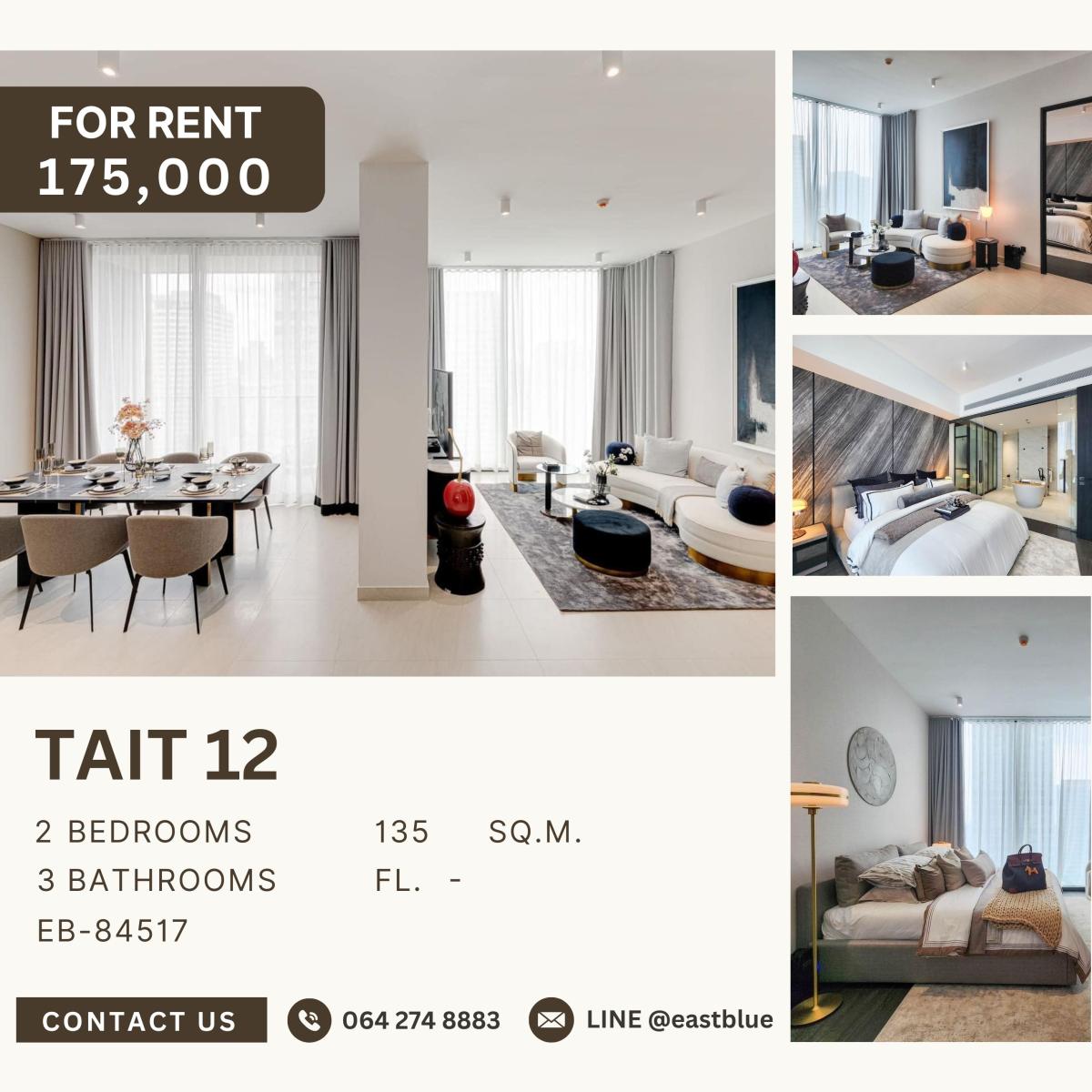 For RentCondoSathorn, Narathiwat : Tait 12, 2  bed,  175000  per month