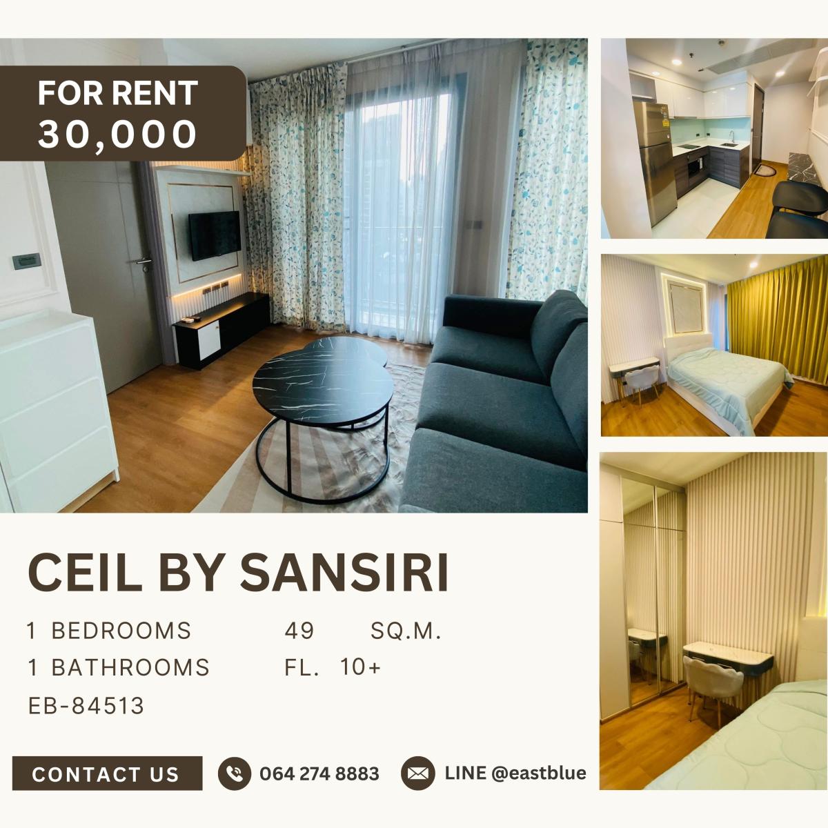 For RentCondoSukhumvit, Asoke, Thonglor : Ceil by Sansiri, 1  bed,  30000  per month