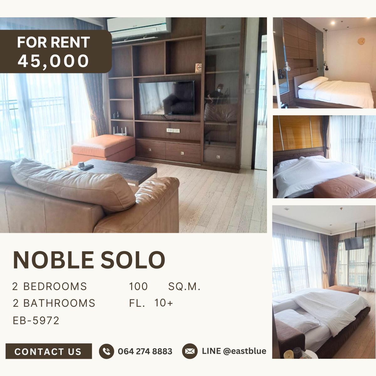 For RentCondoSukhumvit, Asoke, Thonglor : Noble Solo, 2  bed,  45000  per month