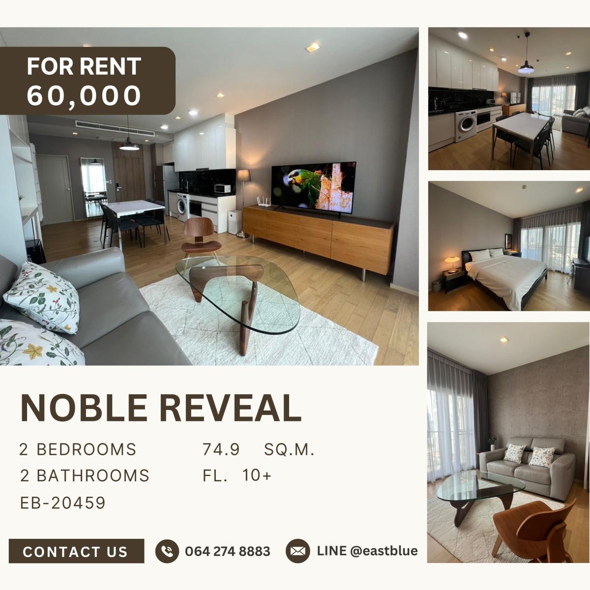 ให้เช่าคอนโดสุขุมวิท อโศก ทองหล่อ : Noble Reveal, 2  bed,  60000  per month
