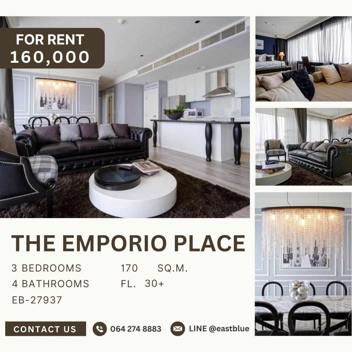 ให้เช่าคอนโดสุขุมวิท อโศก ทองหล่อ : The Emporio Place, 3  bed,  160000  per month