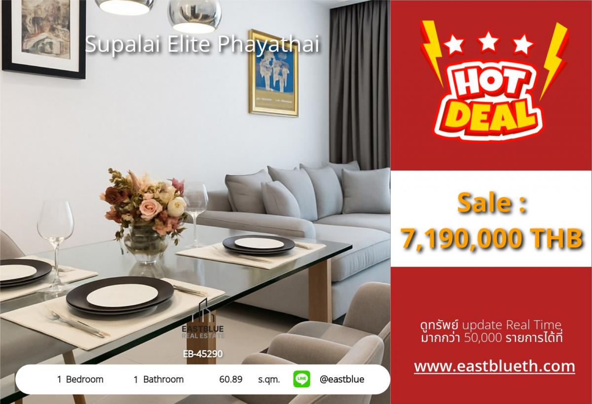 For RentCondoRatchathewi,Phayathai : คอนโด Supalai Elite Phayathai 1 ห้องนอน ใกล้ BTS Phaya Thai 
พร้อมอยู่ ราคาพิเศษ 7.19 ล้าน ตอบโจทย์ชีวิตเมืองทันที!