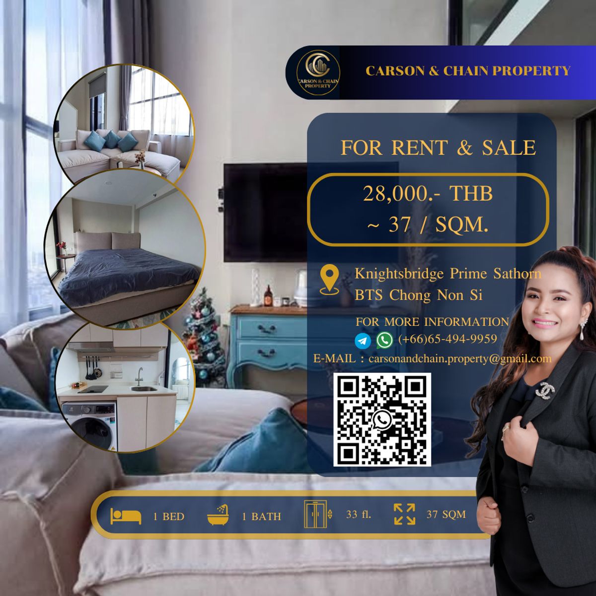 ให้เช่าคอนโดสาทร นราธิวาส : Knightsbridge Prime Sathorn