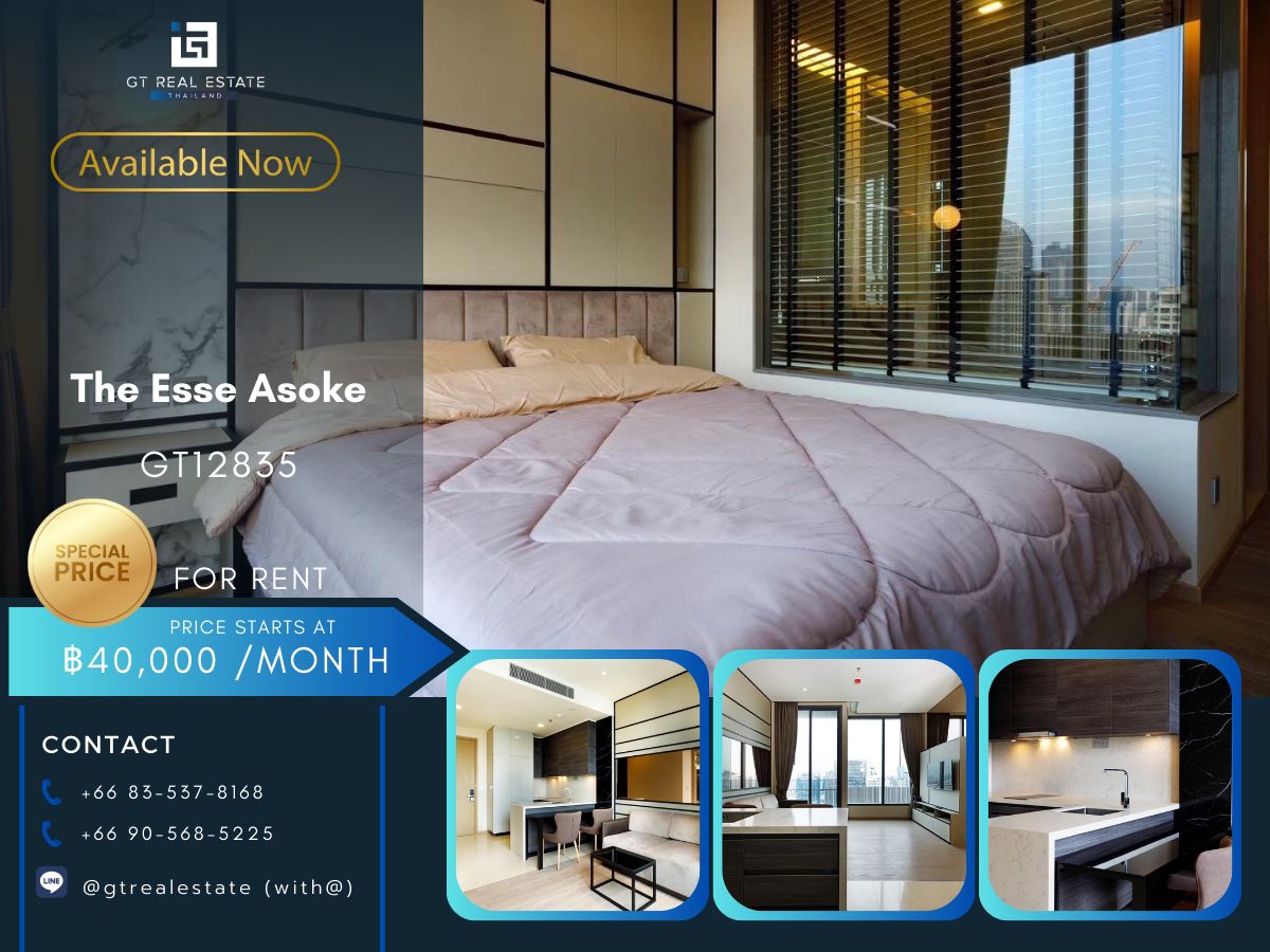 ให้เช่าคอนโดสุขุมวิท อโศก ทองหล่อ : คอนโด The Esse Asoke เดินทางสะดวก ใกล้รถไฟฟ้าบีทีเอส เฟอร์นิเจอร์ครบ พร้อมอยู่ทันที
