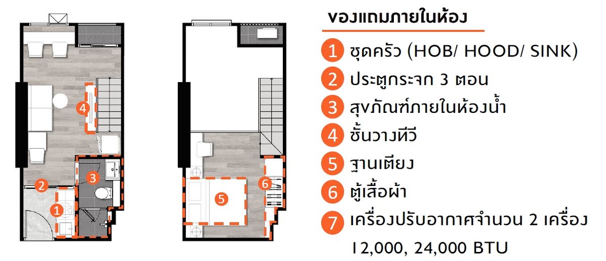 ขายคอนโดเสรีไทย-นิด้า : ออริจิ้น ปลั๊ก&เพลย์ รามคำแหง ทริปเปิ้ล สเตชั่น  ห้องเพดานสูง โปร่งโล่ง สบายเหมือนอยู่บ้าน 