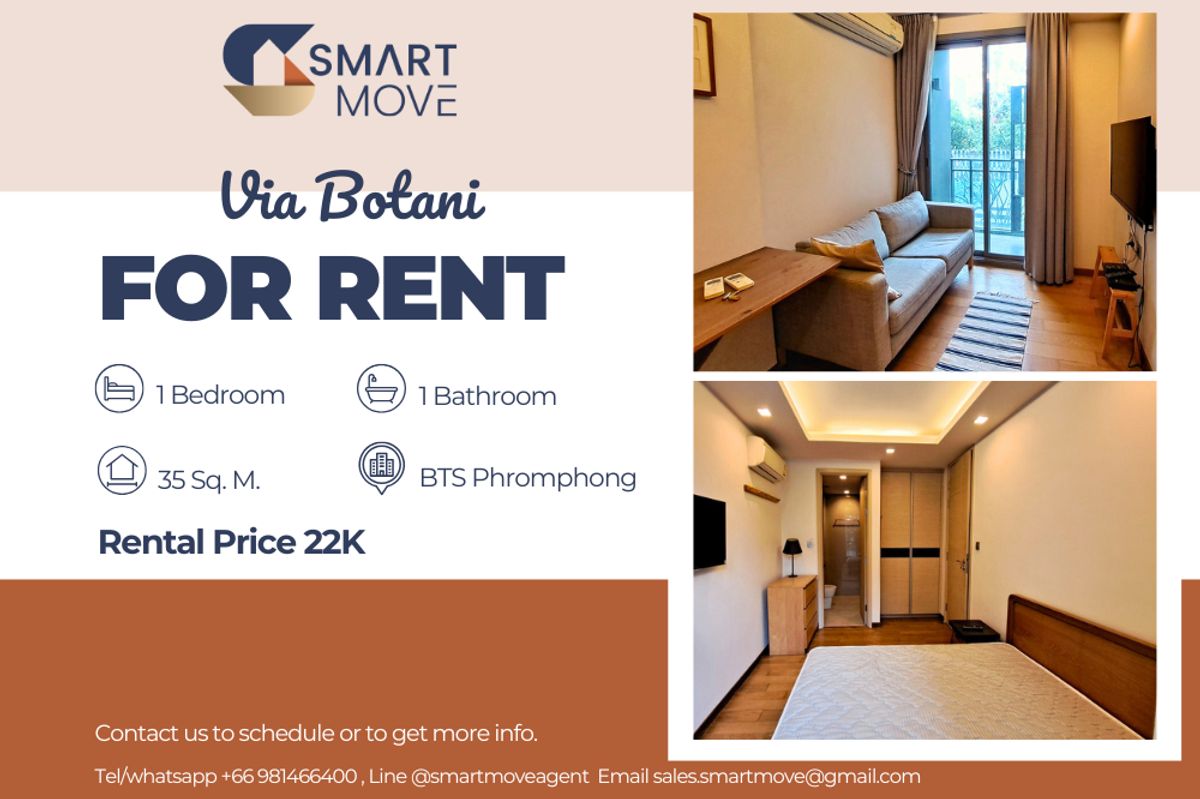 For RentCondoSukhumvit, Asoke, Thonglor : 🔥 For Rent !!🔥Code C20230211008........Via Botani, 1 bedroom, 1 bathroom, furnished, ready to move in📣📣