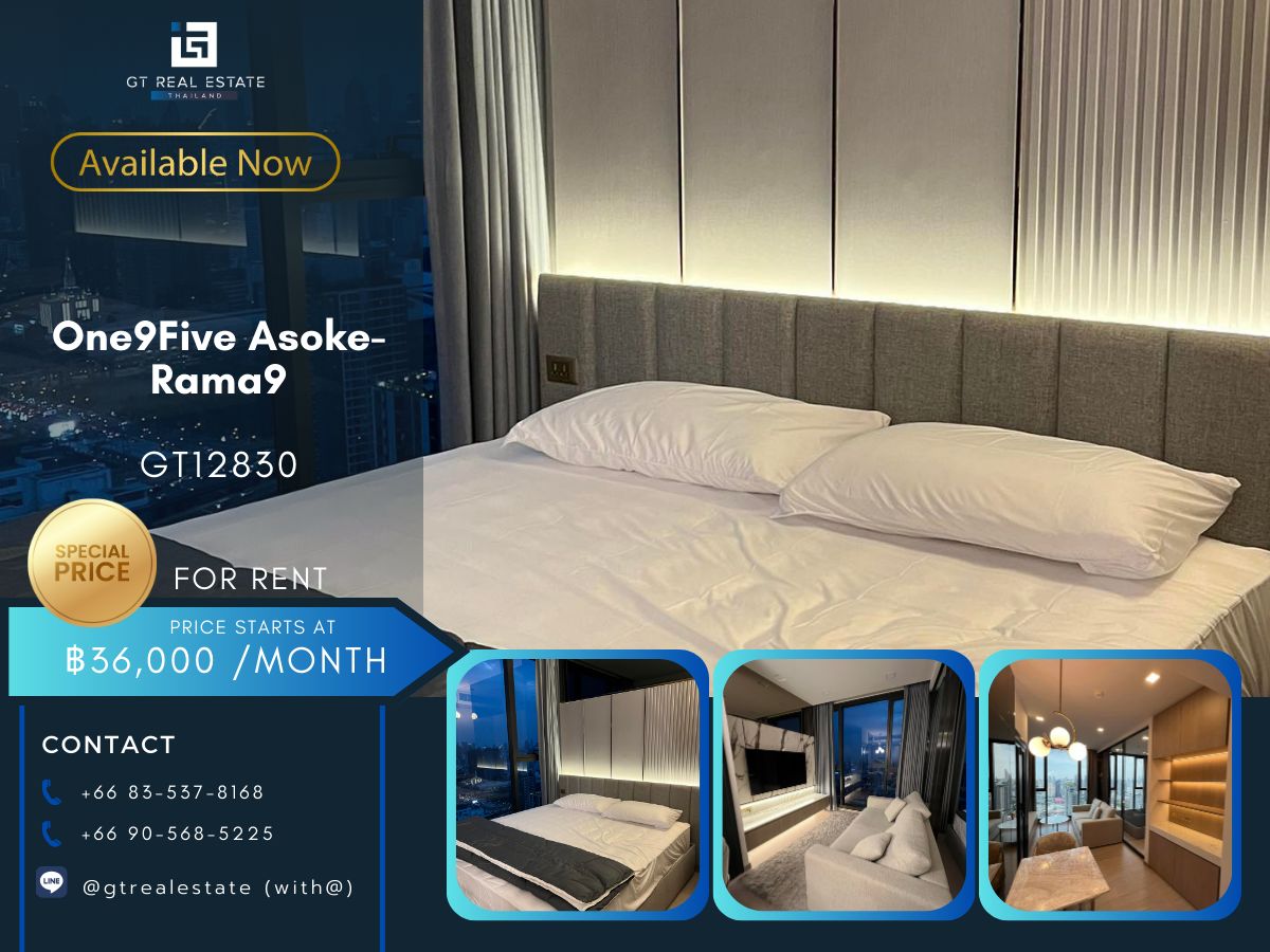 For RentCondoRama9, Petchburi, RCA : คอนโด One9Five Asoke-Rama9 เดินทางสะดวก ใกล้รถไฟฟ้าเอ็มอาที Complete furniture Ready to stay immediately 
 
