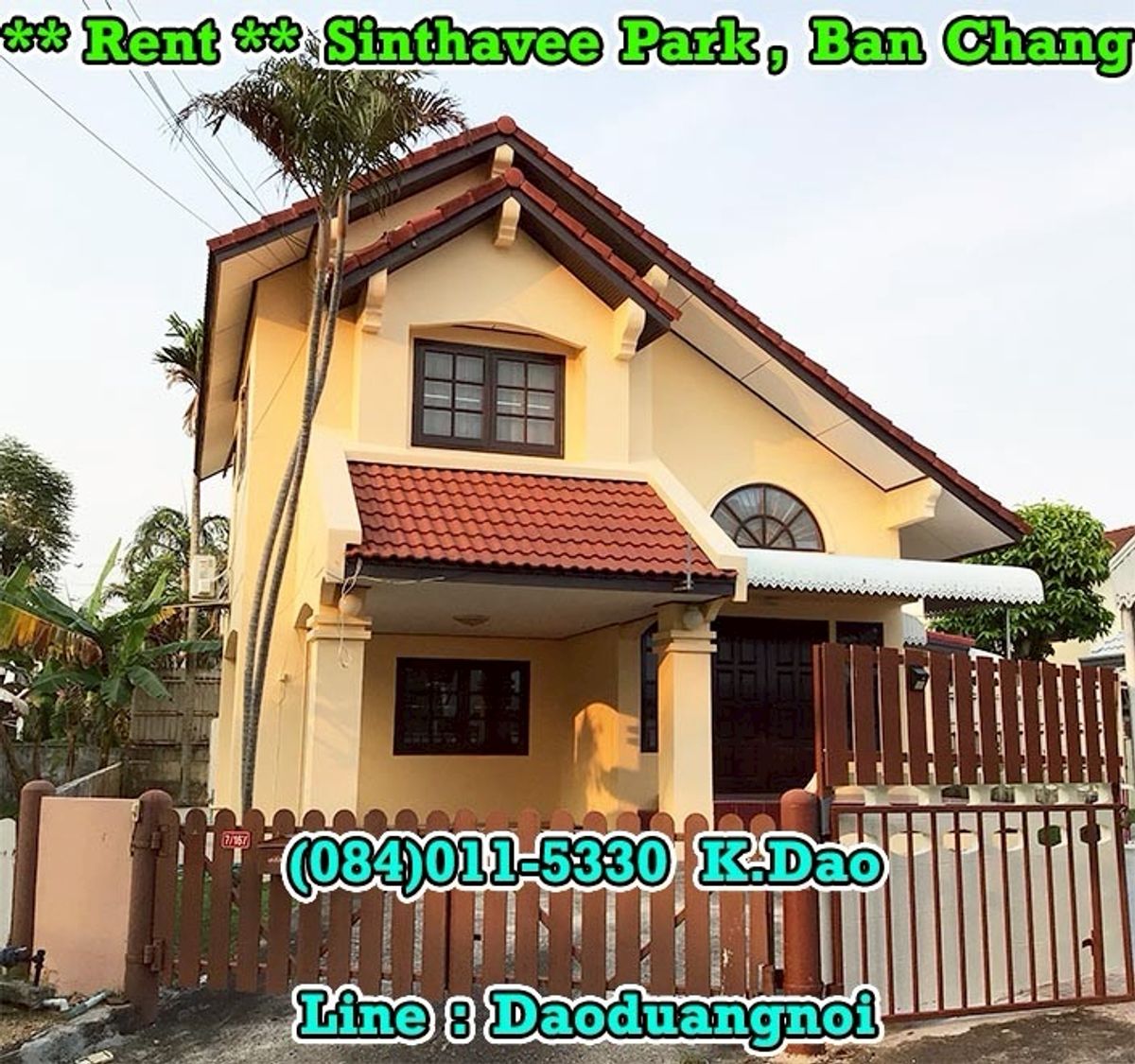 For RentHouseRayong : #Sinthavee Park, Ban Chang *** For Rent *** Retal Fee 15,000 Baht/Month +++