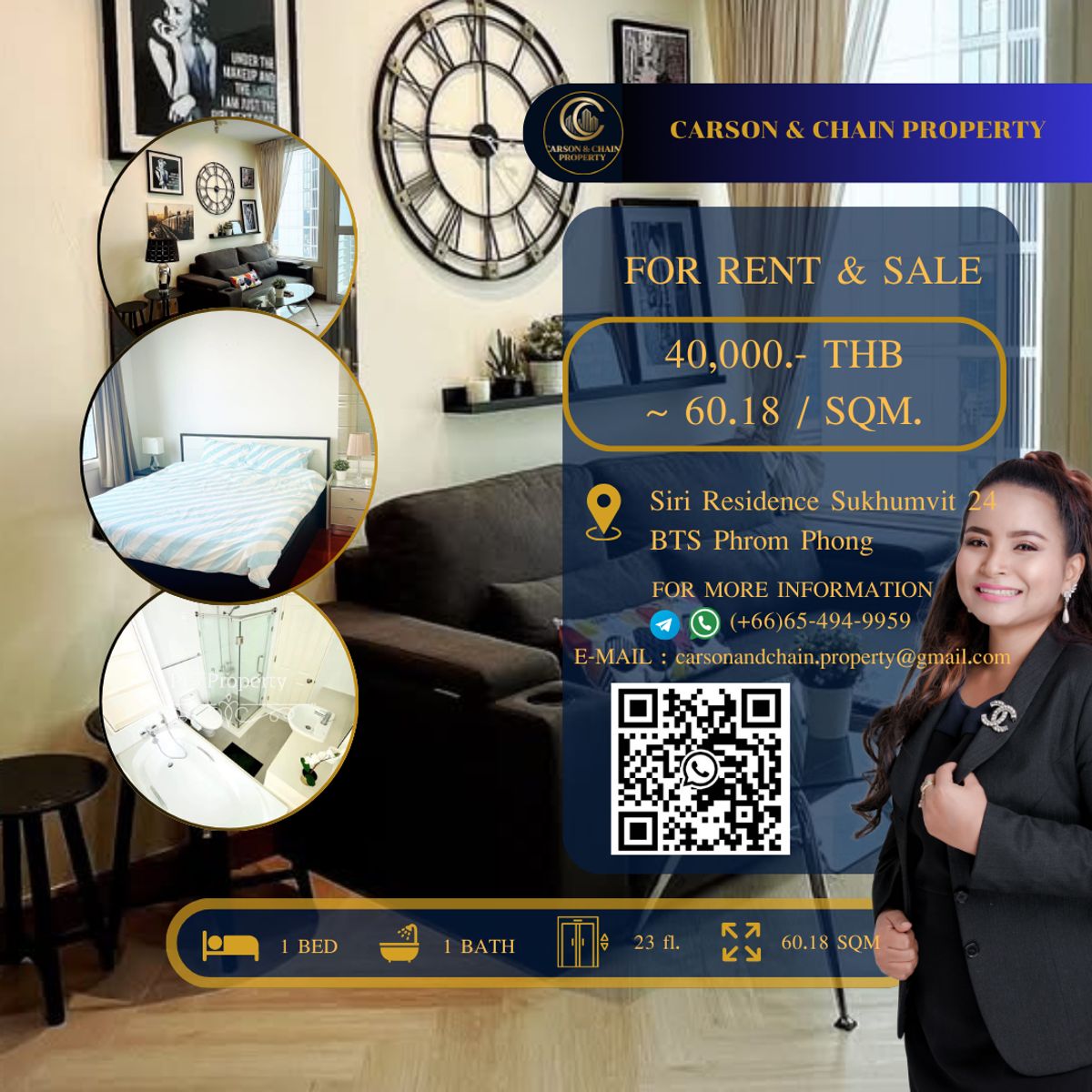 ให้เช่าคอนโดสุขุมวิท อโศก ทองหล่อ : Siri Residence Sukhumvit 24