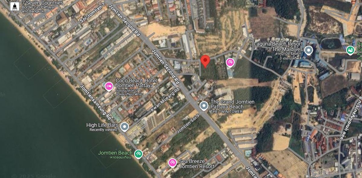 ขายที่ดินพัทยา บางแสน ชลบุรี สัตหีบ : ขาย ที่ดินเปล่า ขนาด 5-0-55 ไร่  ถ.จอมเทียนสายสอง พัทยา ชลบุรี ใกล้หาดจอมเทียน  