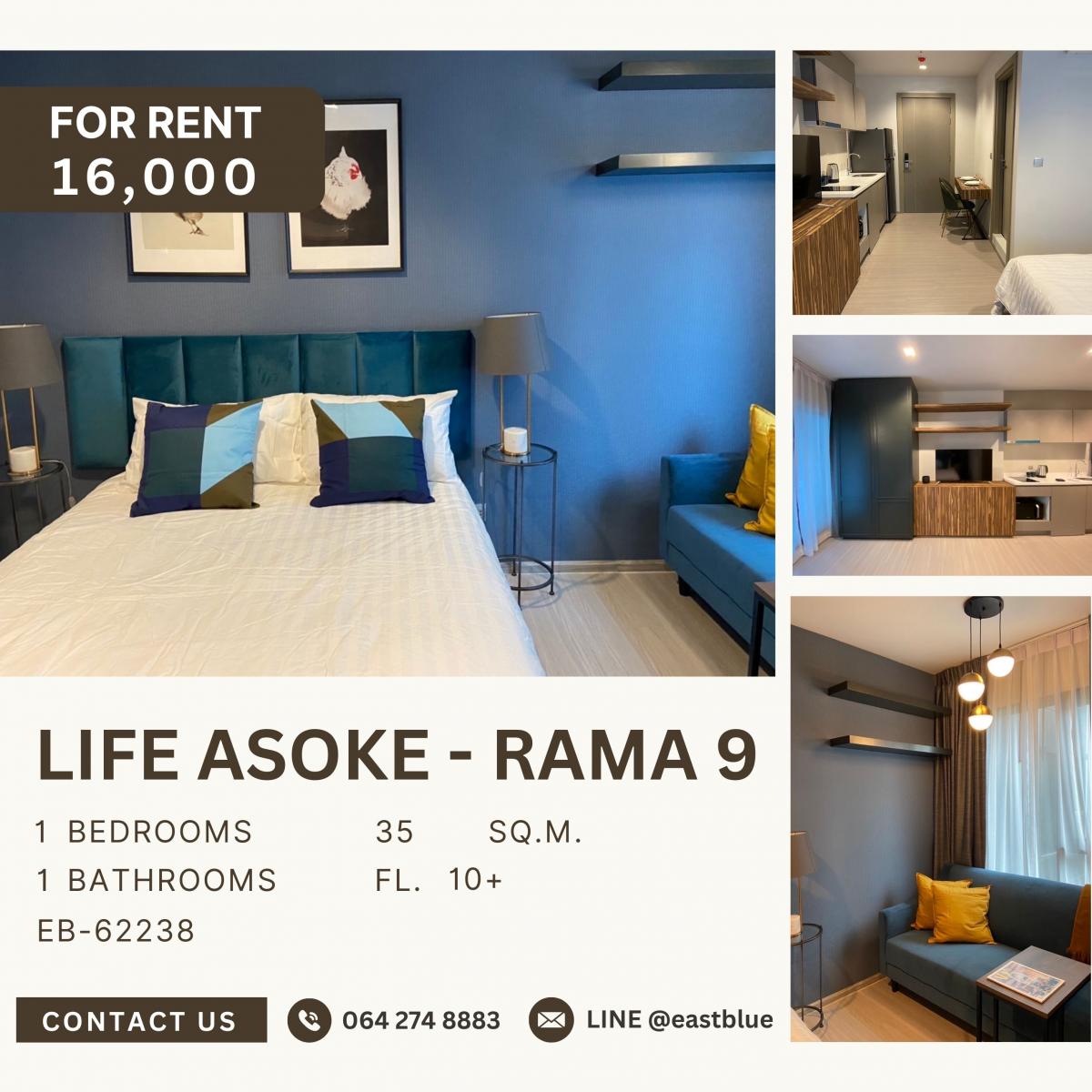 ให้เช่าคอนโดพระราม 9 เพชรบุรีตัดใหม่ RCA : Life Asoke - Rama 9, 1  bed,  16000  per month