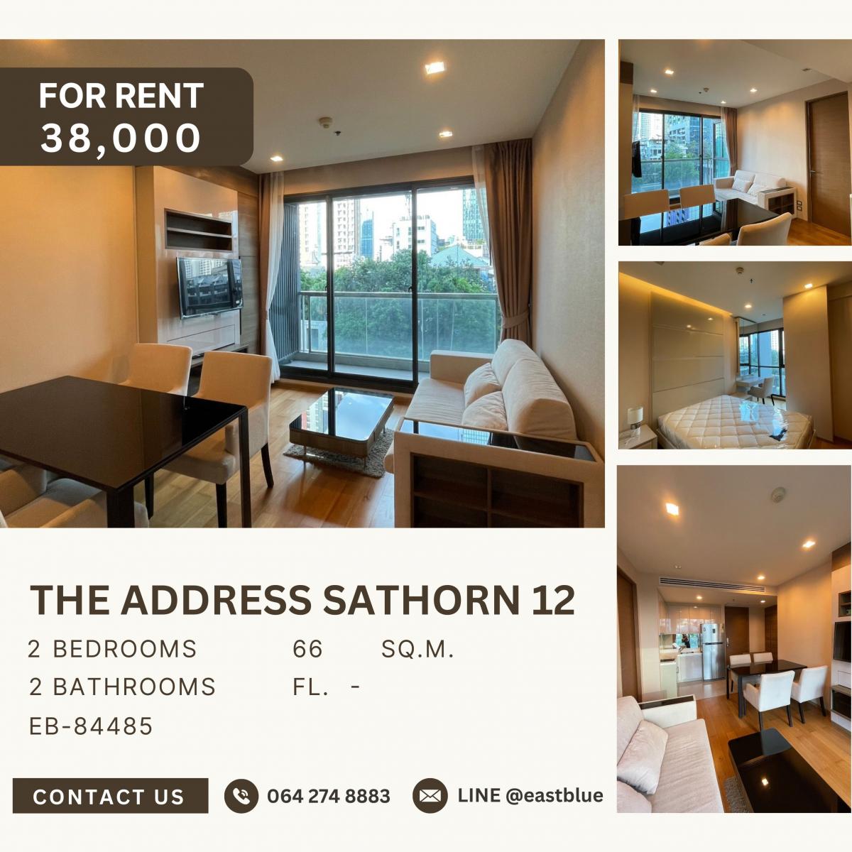 ให้เช่าคอนโดสาทร นราธิวาส : The Address Sathorn 12, 2  bed,  38000  per month