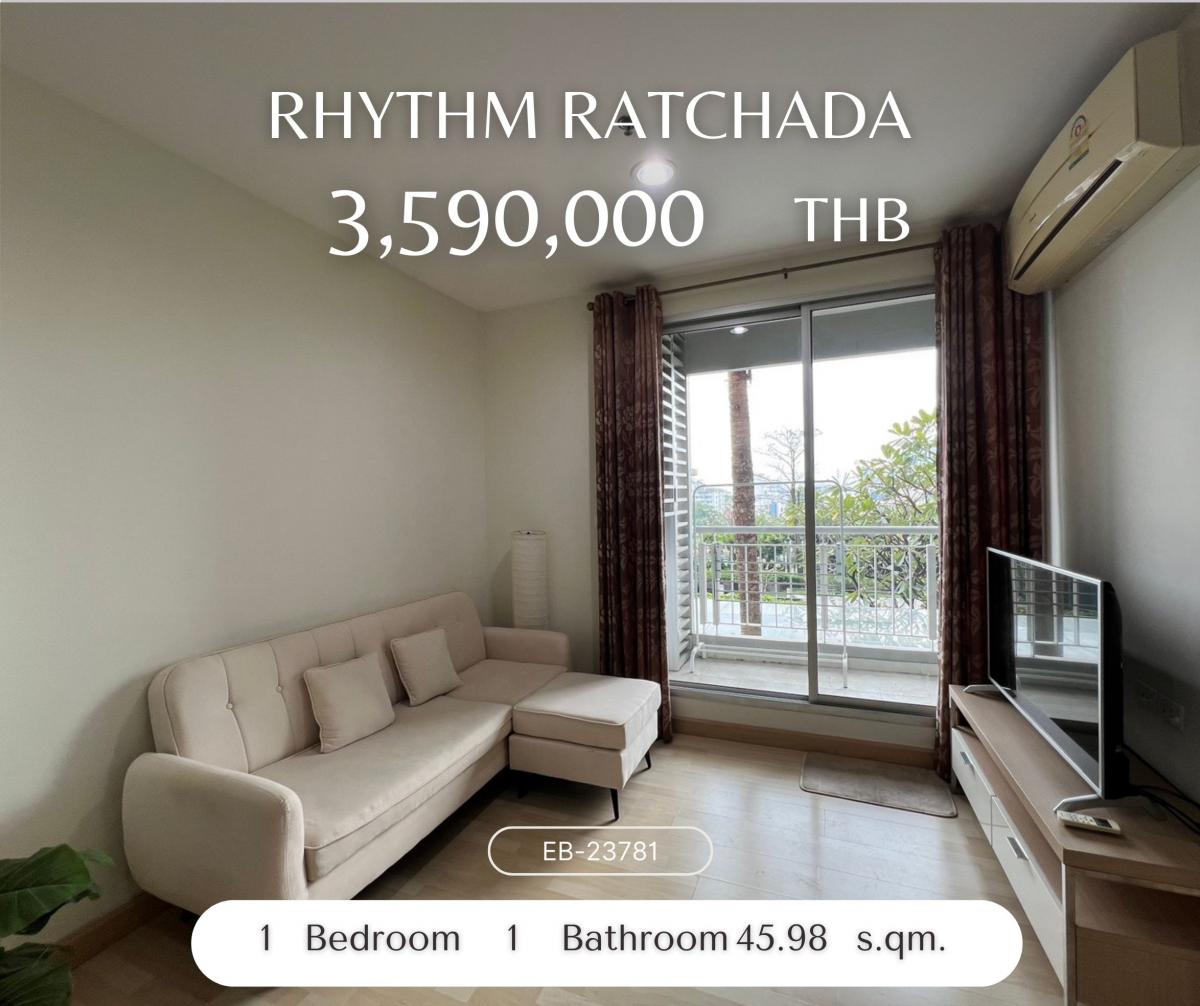 For SaleCondoRatchadapisek, Huaikwang, Suttisan : RHYTHM Ratchada ราคาดีที่สุดในตลาด!!! ห้องวิวสระชั้นเตี้ย เหมือนอยู่บ้าน เฟอร์ครบ พร้อมอยู่