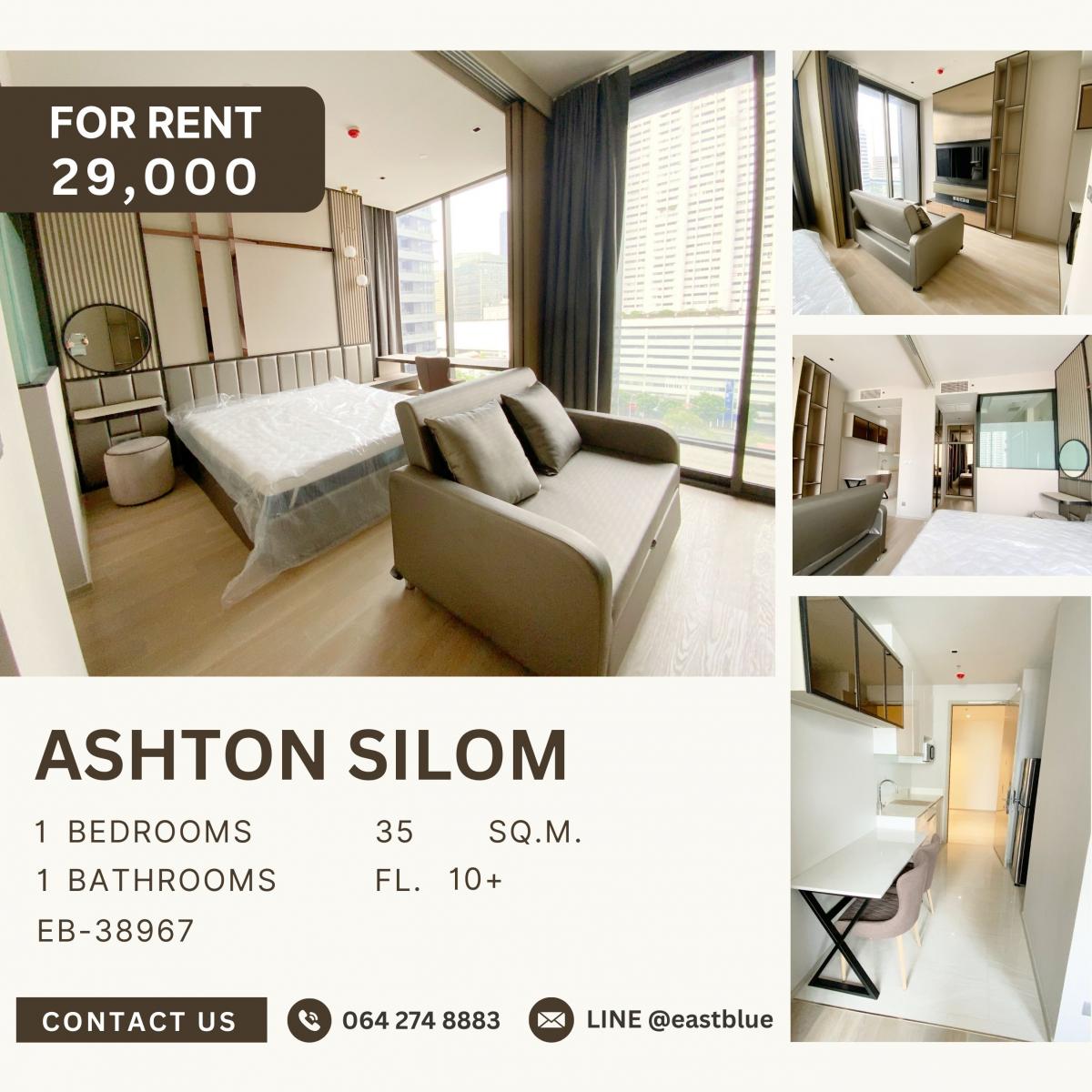 ให้เช่าคอนโดสีลม ศาลาแดง บางรัก : Ashton Silom, 1 bed, 29000 per month