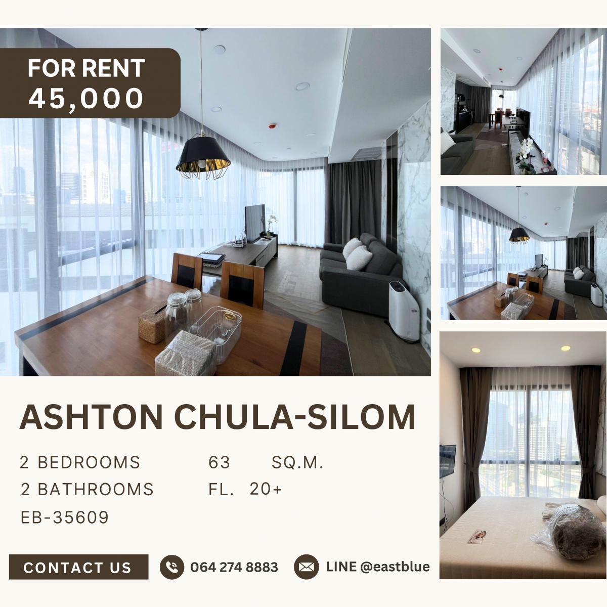 ให้เช่าคอนโดสยาม จุฬา สามย่าน : Ashton Chula-Silom, 2 bed, 45000 per month