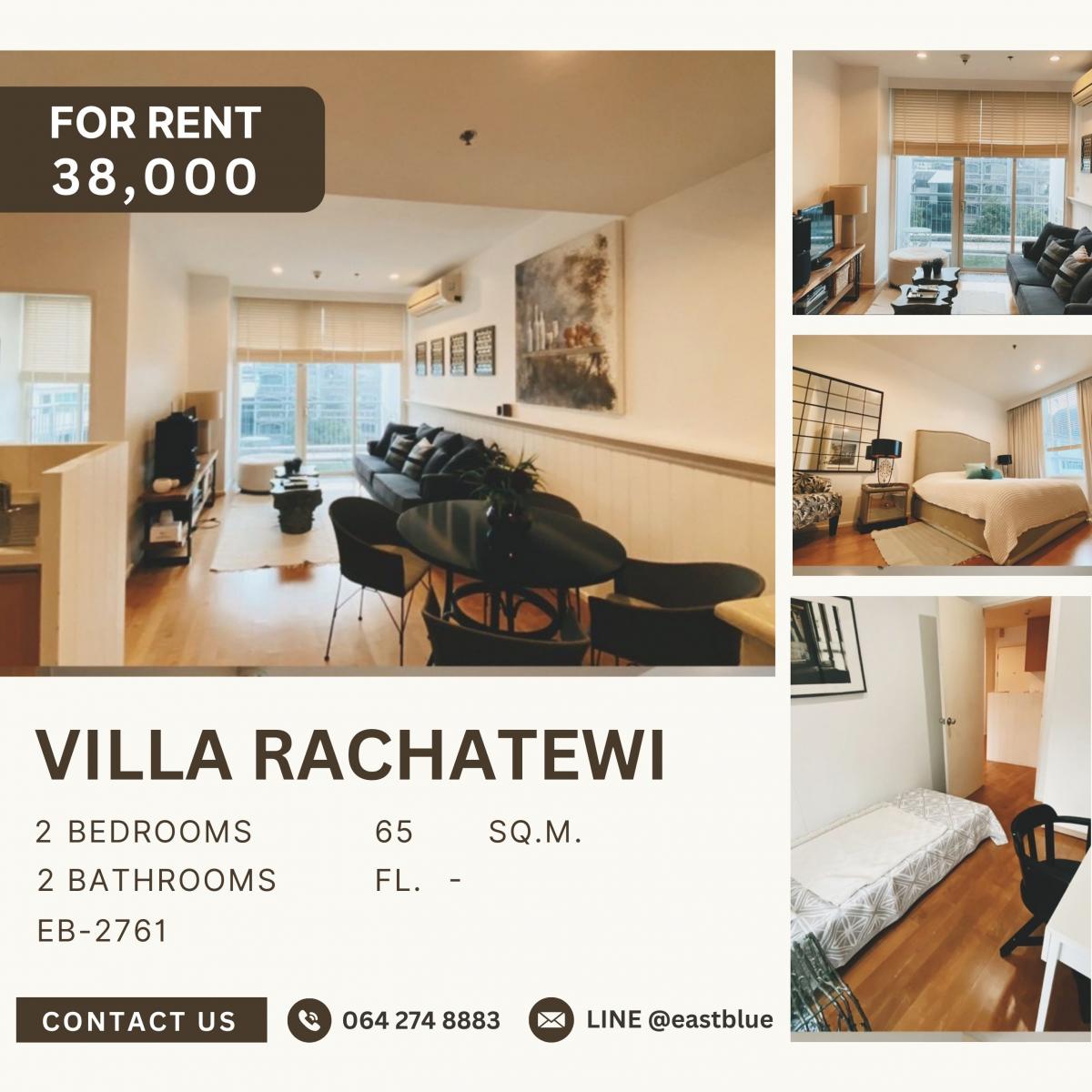 ให้เช่าคอนโดราชเทวี พญาไท : Villa Rachatewi, 2 bed, 38000 per month