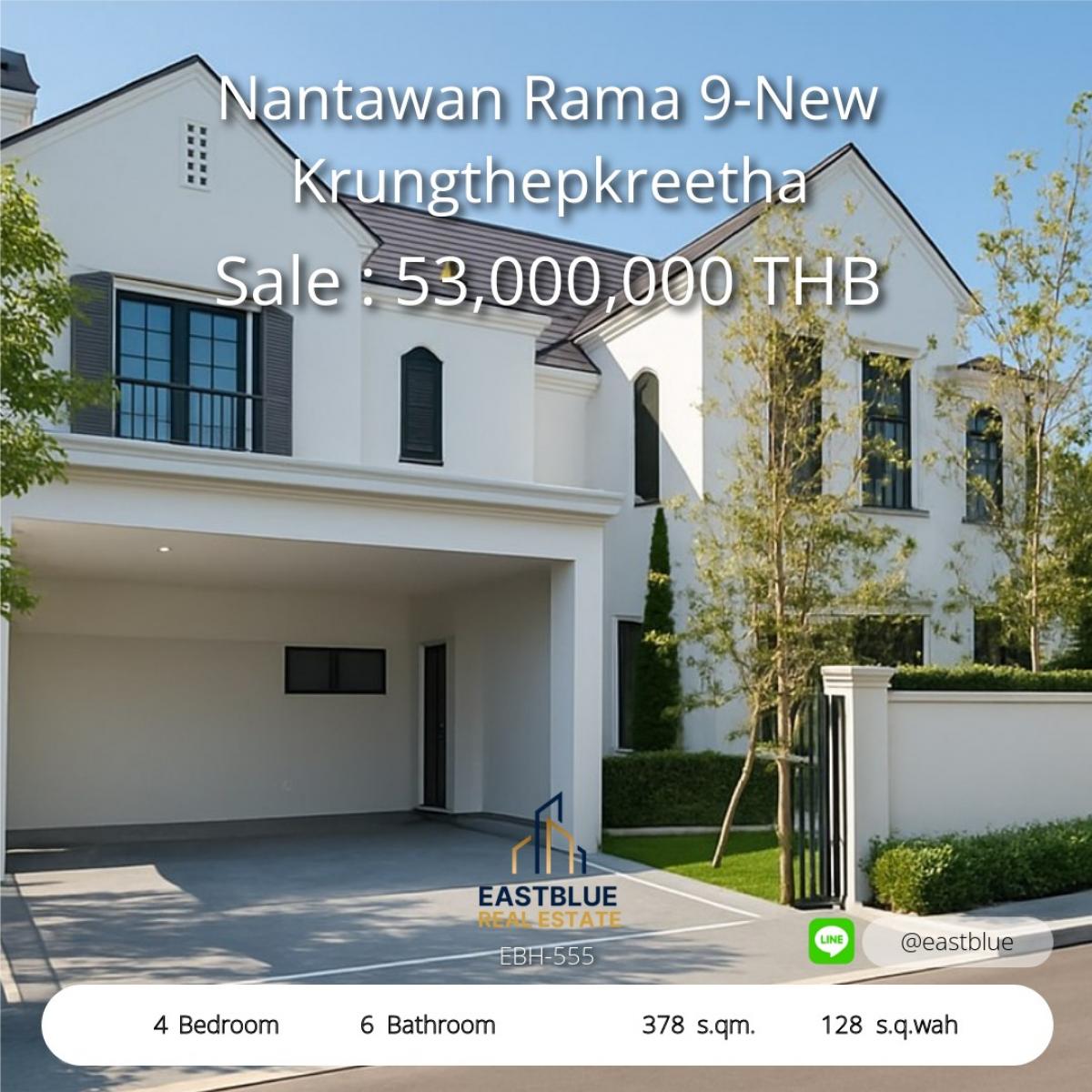 ขายบ้านพัฒนาการ ศรีนครินทร์ : บ้านหรู 4 นอน 378 ตรม. ให้เช่า-ขาย ทำเลดี ราคาดี Nantawan Rama 9-New Krungthepkreetha 
Luxury House for Rent-Sale 4 Bed 378 sqm at Nantawan Rama 9-New Krungthepkreetha 
ค่าเช่า 330,000 บาท/เดือน ราคาขาย 53 ล้าน 
Rental 330,000 THB/Month Selling Price 53,0