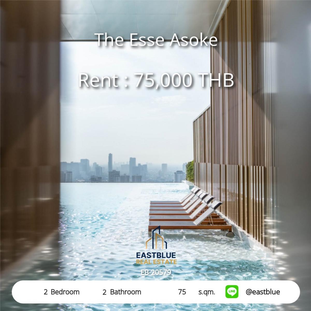 For RentCondoSukhumvit, Asoke, Thonglor : Luxurious! The Esse Asoke condo, 2 bedrooms, in the heart of Asoke
Rent 75,000 baht/month, close to BTS MRT, convenient transportation!