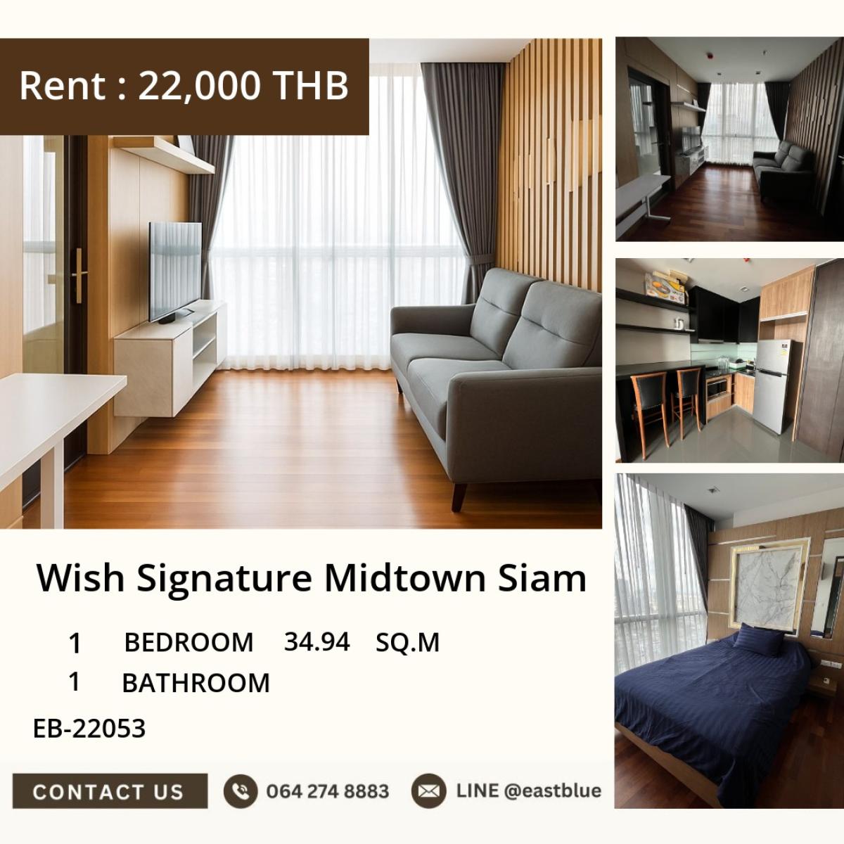 For RentCondoRatchathewi,Phayathai : 03/04/2026, # Beautiful room in the heart of Siam! Rent a condo at Wish Signature Midtown Siam near BTS Ratchathewi for only 22,000 baht/month 0642748883