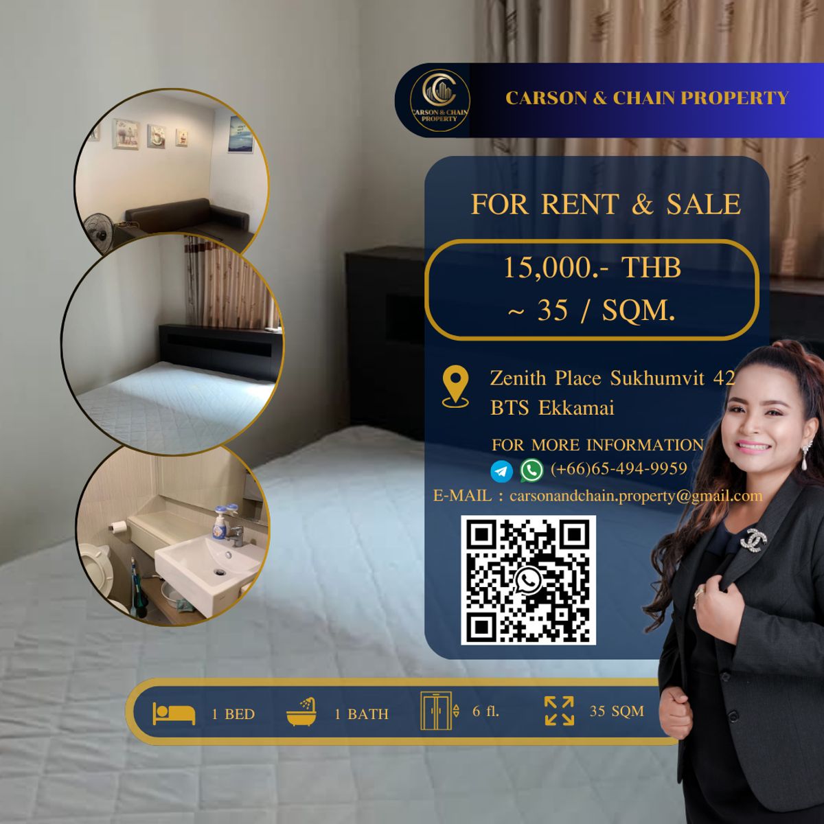 ให้เช่าคอนโดสุขุมวิท อโศก ทองหล่อ : Zenith Place Sukhumvit 42