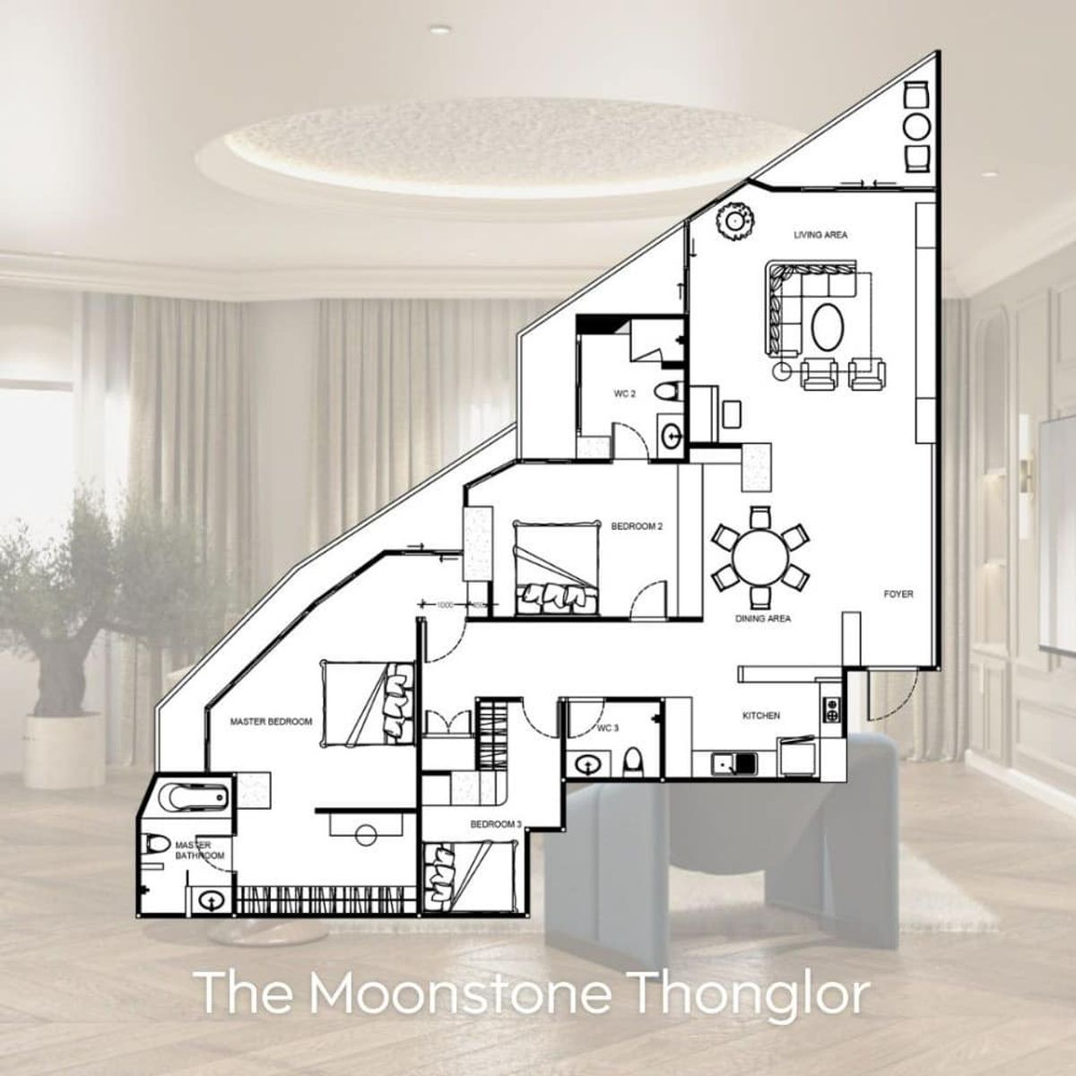 For SaleCondoSukhumvit, Asoke, Thonglor : For Sale The Moonstone Thonglor Sukhumvit 59 Reign Condo, large room, contact 095-530-0101 (Emi)